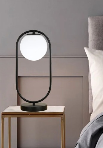 Lampara LED Mesa De Noche Ovalo Negra