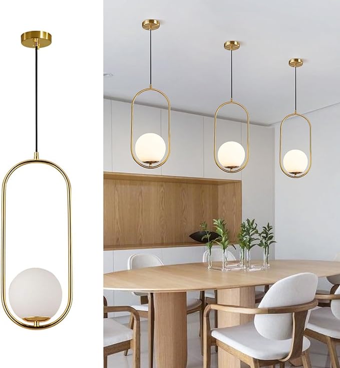 Lampara Led Colgante Ovalo Dorada Giniq